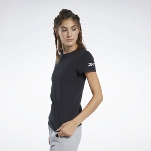 Reebok Logo T Shirt Damen - Schwarz - DE 436-TZV